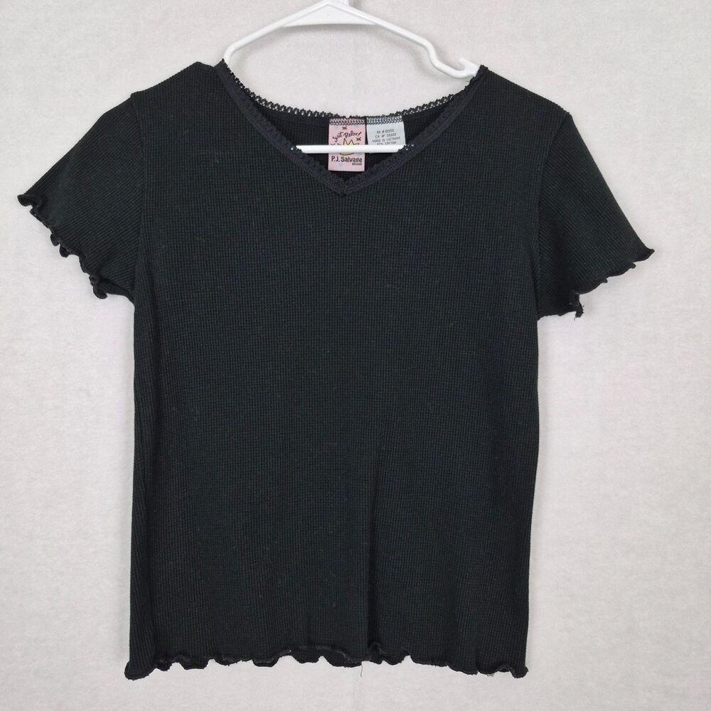 Black Small T shirt Casual P.J. Salvage Stretchy short sleeve baby tee Basic